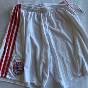 One pair of white, Adidas FC Bayern soccer shorts